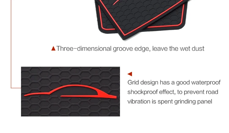 smabee Gate slot mat For For Kia Rio 4 X-Line RIO 2017-2018 Interior Door Pad/Cup Non-slip mats red/white/orange 18pcs