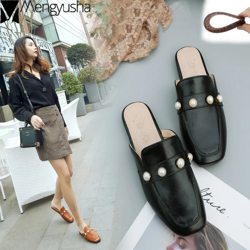 Soft leather mules shoes woman summer string bead slippers flats casual slingback slides retro closed toe flipflops 2019 british
Soft leather mules shoes woman summer string bead slippers flats casual slingback slides retro closed toe flipflops 2019 british