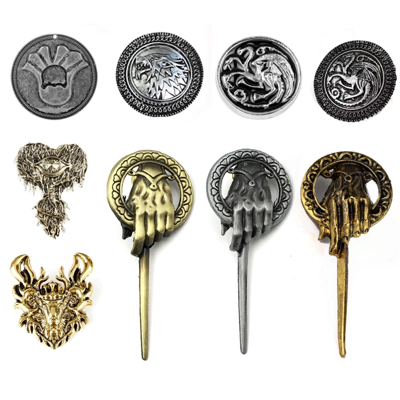 Game of Thrones Song of Ice and Fire Brooch Hand of the King Lapel Prop Pin Faceless Man Coin Badge Brooches Movie Jewelry
Game of Thrones Song of Ice and Fire Brooch Hand of the King Lapel Prop Pin Faceless Man Coin Badge Brooches Movie Jewelry