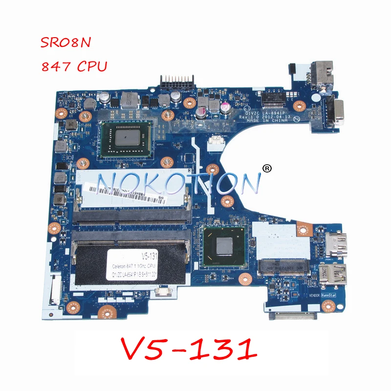 NOKOTION laptop motherboard For acer Aspire V5-131 Celeron 847 CPU DDR3 Q1VZC LA-8941P NBSH511001 NB.SH511.001
NOKOTION laptop motherboard For acer Aspire V5-131 Celeron 847 CPU DDR3 Q1VZC LA-8941P NBSH511001 NB.SH511.001