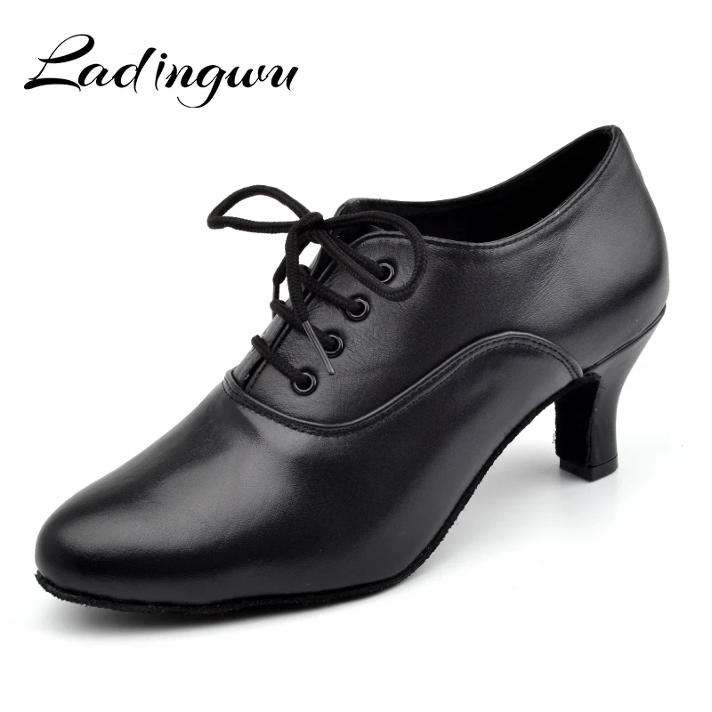 

Ladingwu Pointe Dance Shoes Women's Genuine Leather Shoes For Ballroom Dancing Latin Woman Salsa Teacher Dance Shoes Heel 5cm