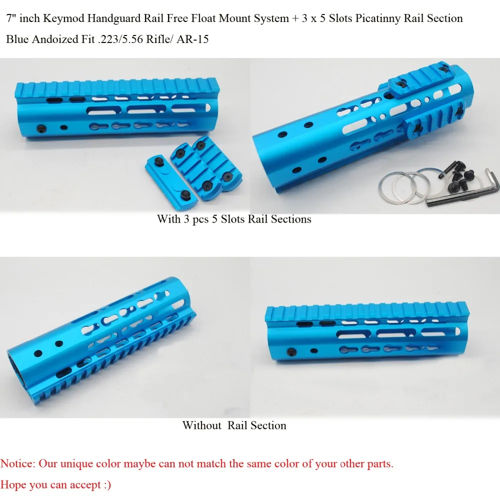 TriRock 7'' inch Keymod Handguard Rail Free Float Picatinny Mount System / 5 slots Rail Sections Unique Blue Andoized
TriRock 7'' inch Keymod Handguard Rail Free Float Picatinny Mount System / 5 slots Rail Sections Unique Blue Andoized