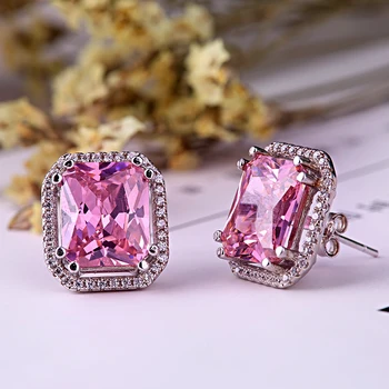 Wong Rain 100% 925 Sterling Silver 9 * 11 MM Pink Sapphire Gemstone Birthstone Zircon Ear Studs Engagement Wedding For Women
Wong Rain 100% 925 Sterling Silver 9 * 11 MM Pink Sapphire Gemstone Birthstone Zircon Ear Studs Engagement Wedding For Women