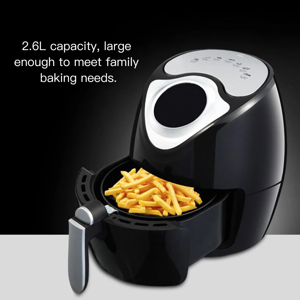 Electric Air Fryer Large Capacity Intelligent Smokeless Air Fryer Deep Fryer Kitchen Cooker With Digital LCD Display 1300W 2.6L
Electric Air Fryer Large Capacity Intelligent Smokeless Air Fryer Deep Fryer Kitchen Cooker With Digital LCD Display 1300W 2.6L