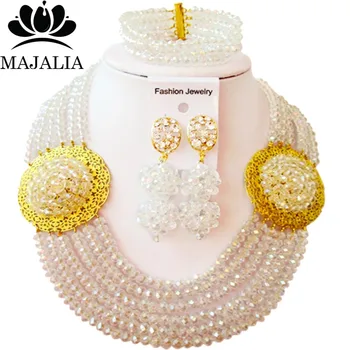 Majalia Classic Clear ab African Beads Jewelry Set Crystal Bea Bride Jewelry Nigerian Wedding Beads Jewelry Sets 6CP020
Majalia Classic Clear ab African Beads Jewelry Set Crystal Bea Bride Jewelry Nigerian Wedding Beads Jewelry Sets 6CP020