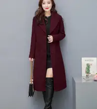 2020 feminino casaco de lã primavera outono quente sobre o joelho longo outwear feminino elegante escritório de manga comprida terno jaqueta ao ar livre parkas(China)