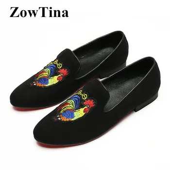 Round Toe Men Black Suede Flats Cock Embroidery Slip On Casual Mocassin Driving Shoes Man Large Size 46 Breathable Loafers Shoes
Round Toe Men Black Suede Flats Cock Embroidery Slip On Casual Mocassin Driving Shoes Man Large Size 46 Breathable Loafers Shoes