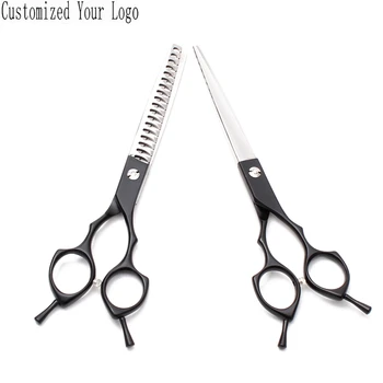 6.5" 440C Customized Logo Black Professional Grooming Scissors Kit Thinning Shears Straight Scissors Dog Scissors Add Bag C9029 
6.5" 440C Customized Logo Black Professional Grooming Scissors Kit Thinning Shears Straight Scissors Dog Scissors Add Bag C9029