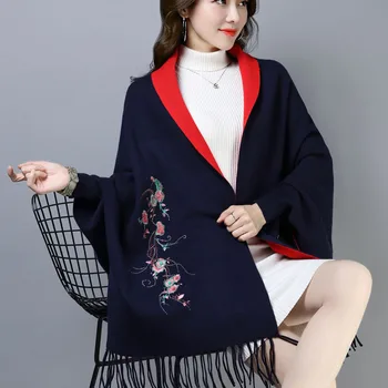 Batwing coat shawl female coat autumn winter long tassels with sleeves cloak shawls embroidered joker thickening
Batwing coat shawl female coat autumn winter long tassels with sleeves cloak shawls embroidered joker thickening