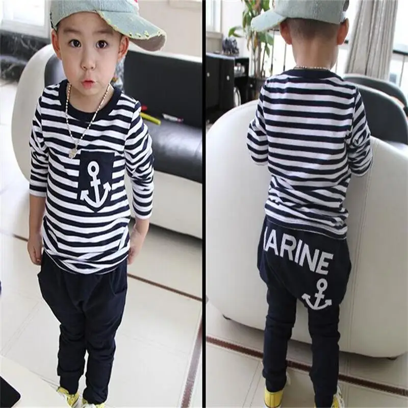 New Hot Selling New Spring Kids Clothes Navy Long Sleeve Pullover Striped Sports Suit Casual Boys Clothing Set
New Hot Selling New Spring Kids Clothes Navy Long Sleeve Pullover Striped Sports Suit Casual Boys Clothing Set