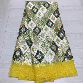 2019 Fashion Yellow color African Lace Fabric Tulle With sequins African french tulle lace fabrics For a wedding dress MXE02
2019 Fashion Yellow color African Lace Fabric Tulle With sequins African french tulle lace fabrics For a wedding dress MXE02