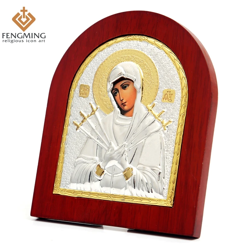 11*13cm Custom russian orthodox seven swords religious icons virgin mary of wood christian baptism gifts decoration hot sale
11*13cm Custom russian orthodox seven swords religious icons virgin mary of wood christian baptism gifts decoration hot sale