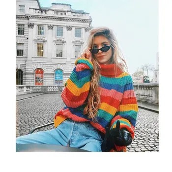 2019 Sweatet Women Winter Turtleneck Sweaters Long Sleeve Knitted Sweater Female Casual Loose Women Striped Sweaters Pullovers
2019 Sweatet Women Winter Turtleneck Sweaters Long Sleeve Knitted Sweater Female Casual Loose Women Striped Sweaters Pullovers