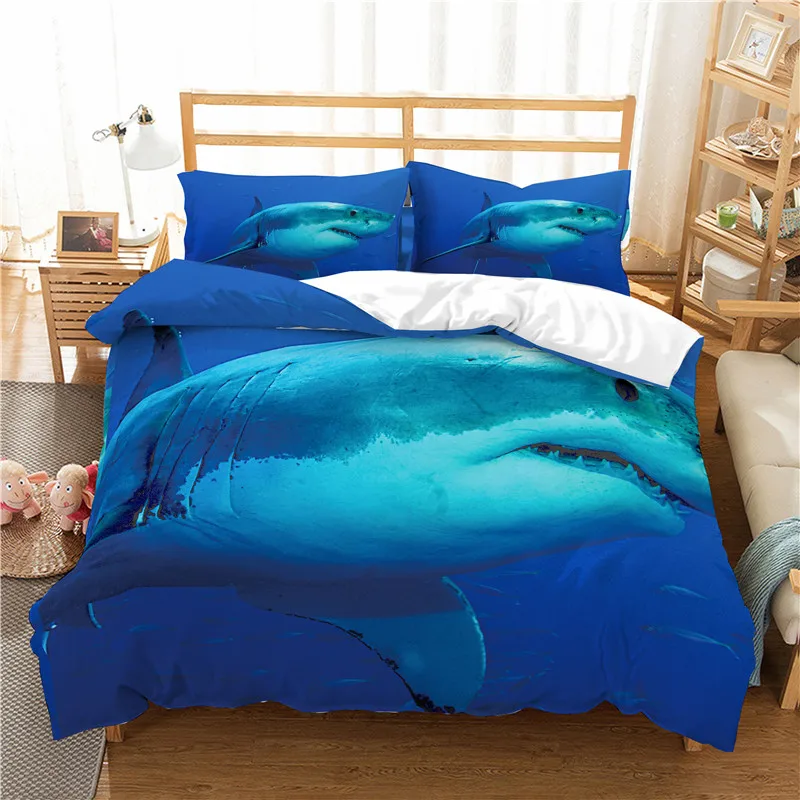 Blue ocean shark bedding set 3d duvet cover set adult and child bedclothes shark pattern bed linen twin full queen king size
Blue ocean shark bedding set 3d duvet cover set adult and child bedclothes shark pattern bed linen twin full queen king size