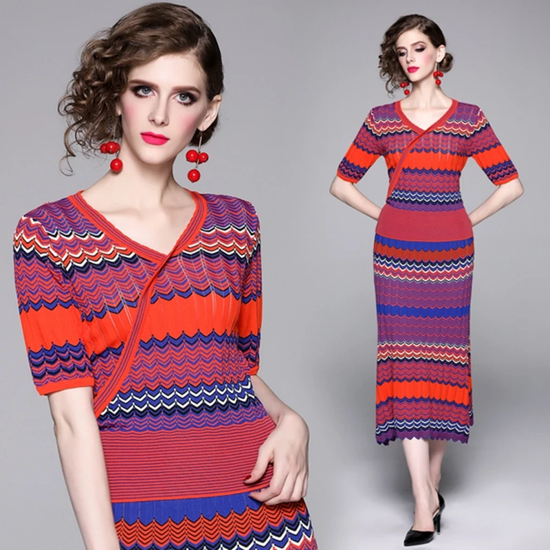 2019 Summer High quality NEW Fashion Two Piece Set Women Striped Knitted Short Sleeve V-Neck Sweater + Slim Casual Long Skirt
2019 Summer High quality NEW Fashion Two Piece Set Women Striped Knitted Short Sleeve V-Neck Sweater + Slim Casual Long Skirt