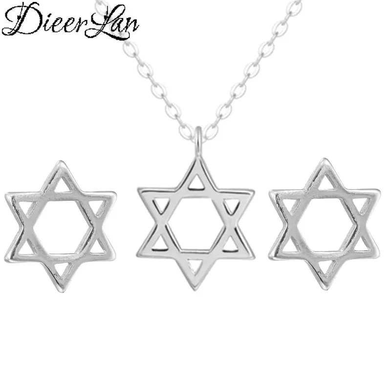 DIEERLAN Korean Party 925 Silver Set Statement 925 Sterling Silver David Star Necklaces Earrings Sets for Women Wedding Bridal
DIEERLAN Korean Party 925 Silver Set Statement 925 Sterling Silver David Star Necklaces Earrings Sets for Women Wedding Bridal