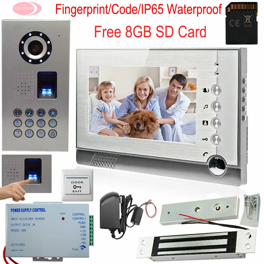 Video Intercom With Recording +Free 8GB SD Card Fingerprint/Code Door Phone System With Electromagnetic Lock IP65 Waterproof Kit
Video Intercom With Recording +Free 8GB SD Card Fingerprint/Code Door Phone System With Electromagnetic Lock IP65 Waterproof Kit