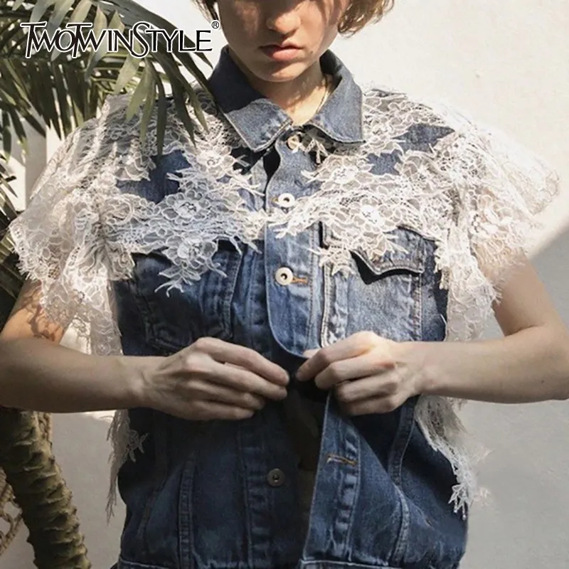 Fashion Korean Lace Patchwork Women Vest Lapel Collar Sleeveless Button Denim Jacket Female Fashion Clothes 2019 Summer
Fashion Korean Lace Patchwork Women Vest Lapel Collar Sleeveless Button Denim Jacket Female Fashion Clothes 2019 Summer