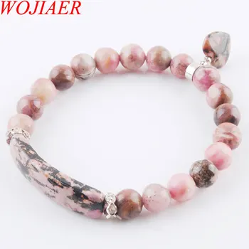 Natural Stone Beads Rhodochrosite Strand Bracelets & Bangles Heart Shape Silver-color Fitting Women Jewelry Love Gifts PK3314 
Natural Stone Beads Rhodochrosite Strand Bracelets & Bangles Heart Shape Silver-color Fitting Women Jewelry Love Gifts PK3314