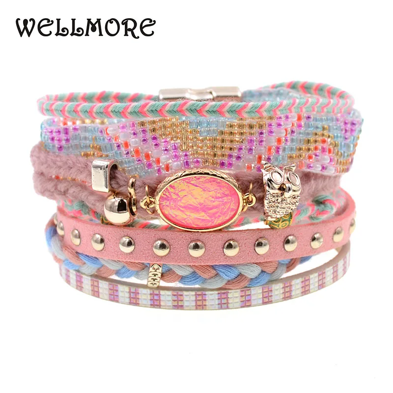 WELLMORE women bracelets pink Leather bracelets bohemia beads beaded charm bracelets for women fashion jewelry drop shipping
WELLMORE women bracelets pink Leather bracelets bohemia beads beaded charm bracelets for women fashion jewelry drop shipping