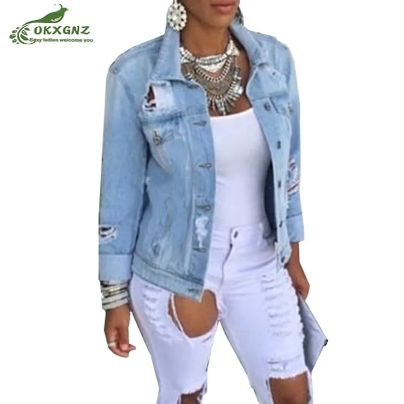 New plus size M-5XL denim jacket female 2019 autumn fashion single-breasted cowboy jacket hole tops women's denim outwear OKXGNZ
New plus size M-5XL denim jacket female 2019 autumn fashion single-breasted cowboy jacket hole tops women's denim outwear OKXGNZ