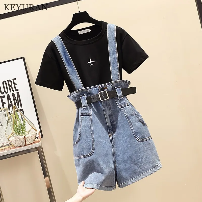 Plus Size 4XL Women T Shirt Tops + Denim Shorts 2PCS Sets Short Sleeve Slim TShirt+ Strap Jeans Mini Shorts Clothing Suits L3472
Plus Size 4XL Women T Shirt Tops + Denim Shorts 2PCS Sets Short Sleeve Slim TShirt+ Strap Jeans Mini Shorts Clothing Suits L3472