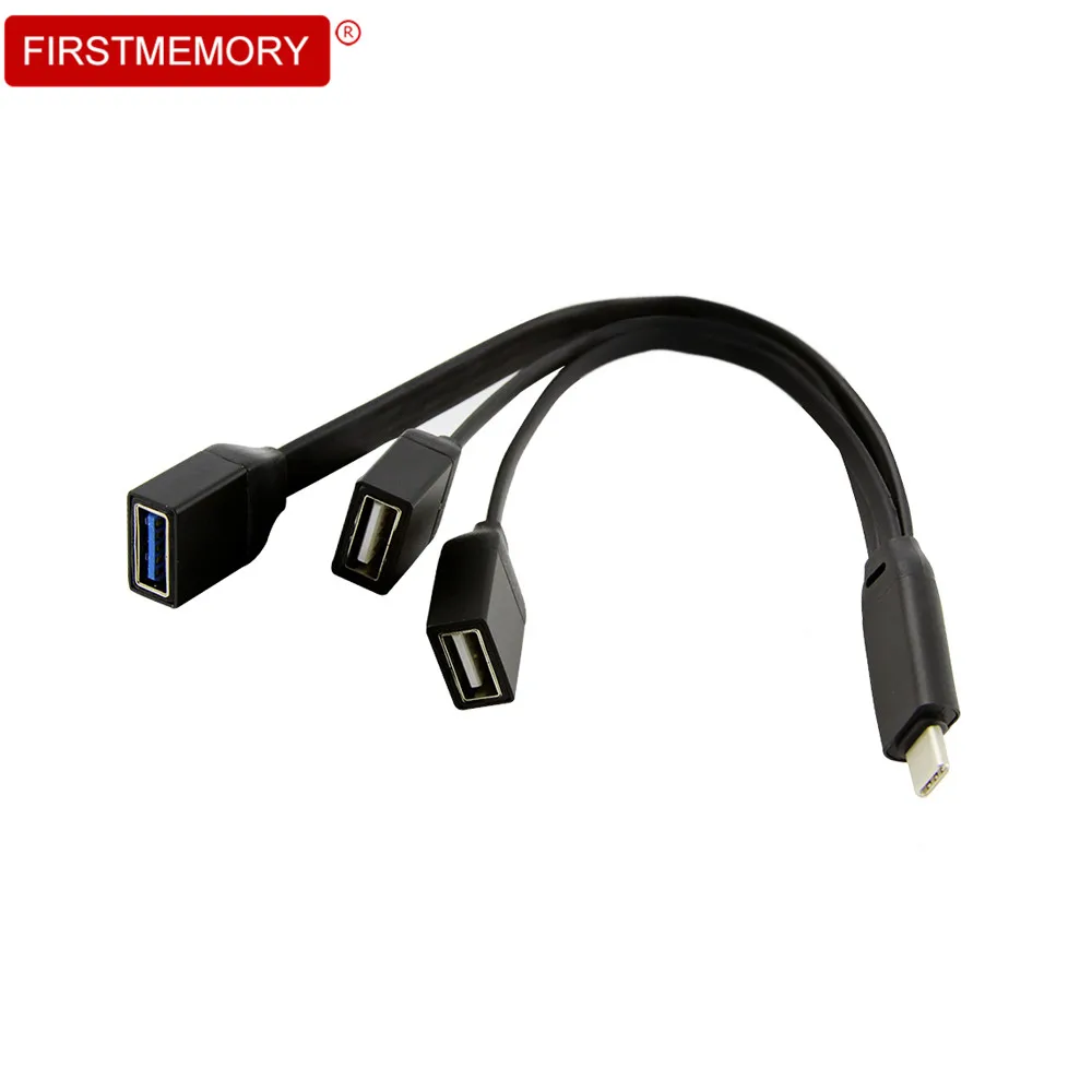 Кабель разветвитель с Micro Type C на 3 порта USB мини портативный адаптер OTG 0 и 2 для ПК