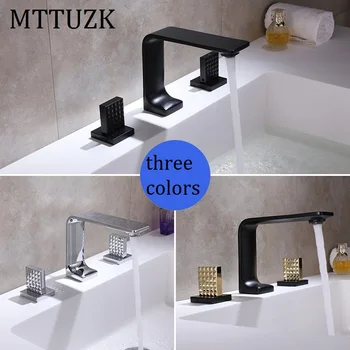 MTTUZK Double Handle Square Brass Bathroom Black Faucet Hot Cold Water mixer Tap three hole Basin Fuacet 3PCS/set Bath Faucet
MTTUZK Double Handle Square Brass Bathroom Black Faucet Hot Cold Water mixer Tap three hole Basin Fuacet 3PCS/set Bath Faucet