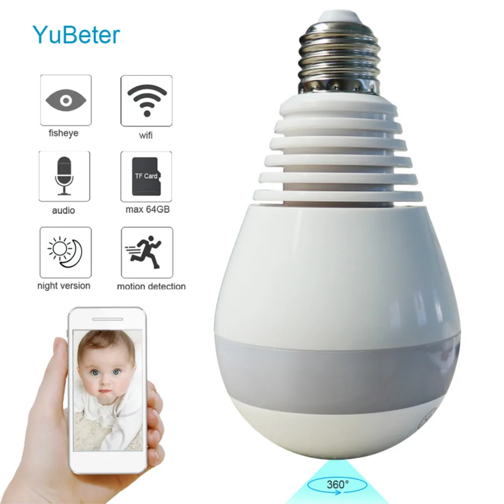 YuBeter 1.3mp Panoramic Wifi Cameras Bulb 960p IP Network Camera Lamp Home Security Video Surveillance Two Way Talk Night Vision
YuBeter 1.3mp Panoramic Wifi Cameras Bulb 960p IP Network Camera Lamp Home Security Video Surveillance Two Way Talk Night Vision