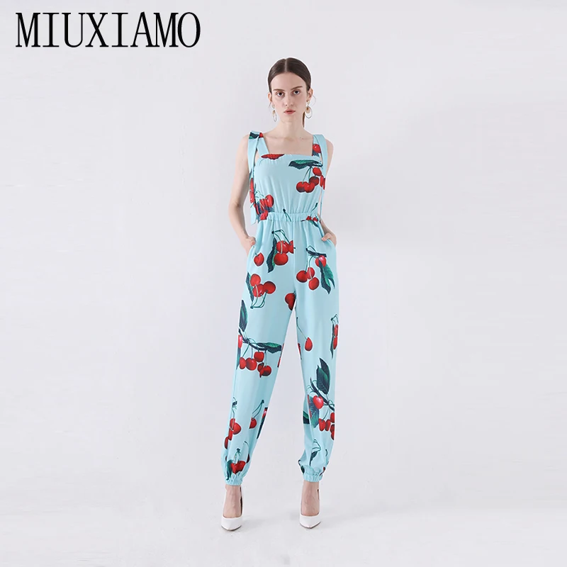 MIUXIMAO High Quality 2019 Newest Summer New Arrival Elegant and thin Cherry Print Sky Jumpsuits Women
MIUXIMAO High Quality 2019 Newest Summer New Arrival Elegant and thin Cherry Print Sky Jumpsuits Women