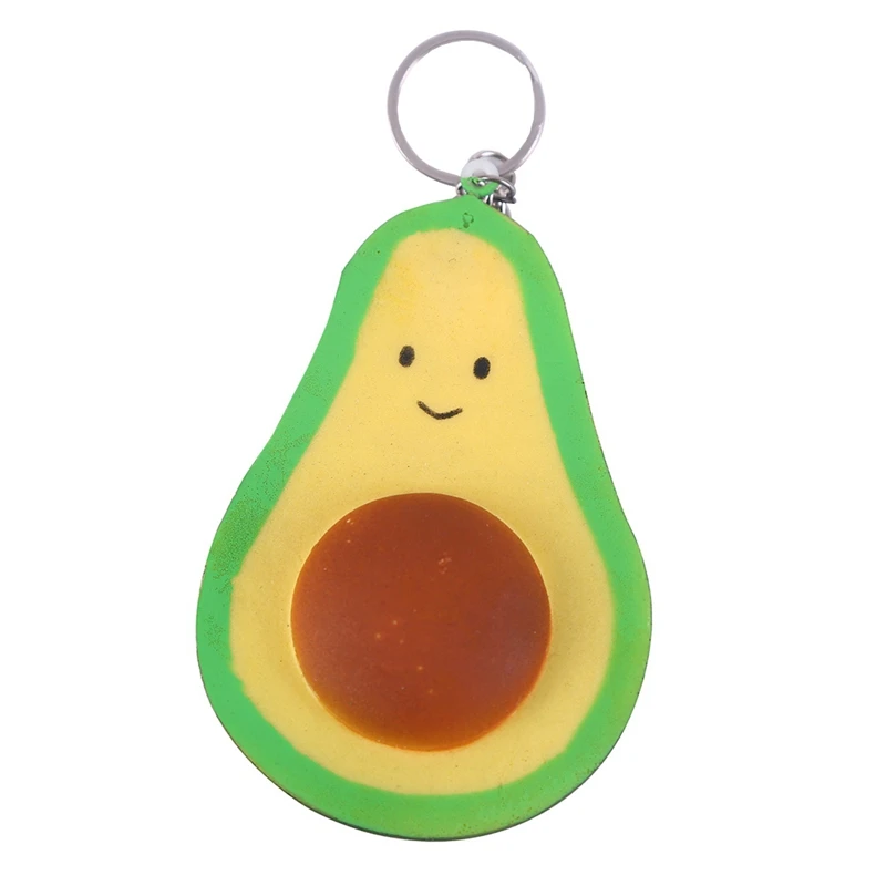 

10CM Jumbo Avocado Smile Squishy Straps Keychain Charm Soft Squeeze Slow Rising Simulation Fruit Kids Fun Gift keyring