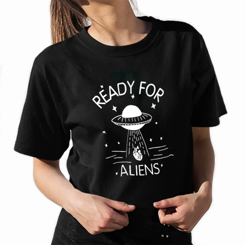 Novelty Print Alien T Shirt Funny Women Summer O-neck Short Sleeve Tops Tee Female Girl UFO T-shirt 100% Cotton Unisex 
Novelty Print Alien T Shirt Funny Women Summer O-neck Short Sleeve Tops Tee Female Girl UFO T-shirt 100% Cotton Unisex