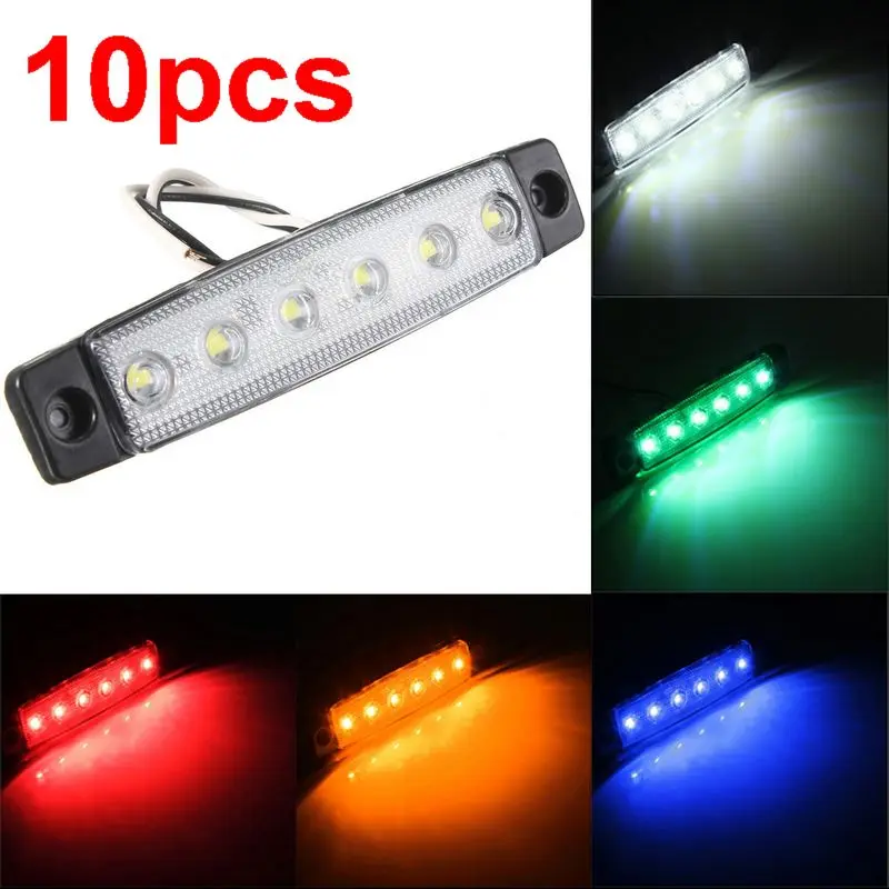 10pcs 6 LED Clearence Car Truck Bus Lorry Trailer Side Marker Light Indicators Lamp 24V 12V Red White Blue Amber
10pcs 6 LED Clearence Car Truck Bus Lorry Trailer Side Marker Light Indicators Lamp 24V 12V Red White Blue Amber