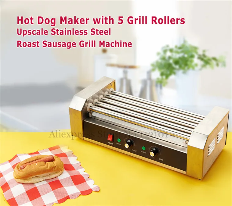 Electric Hot-dog Grill Commercial Hotdog Maker Warmer Cooker Grilling Machine without Cover 5-roller
Electric Hot-dog Grill Commercial Hotdog Maker Warmer Cooker Grilling Machine without Cover 5-roller