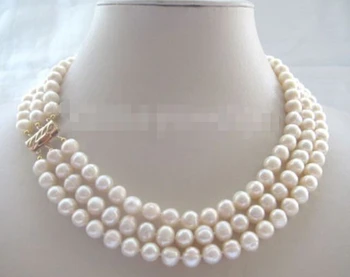 Beautiful 17-19" 3row 9mm cream flaw round freshwater pearl necklace Factory Wholesale price Women Gift word Jewelry
Beautiful 17-19" 3row 9mm cream flaw round freshwater pearl necklace Factory Wholesale price Women Gift word Jewelry