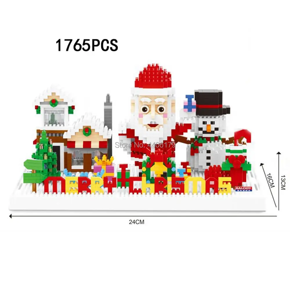hot LegoINGlys creators Christmas scenes of Santa Claus snowman tree micro diamond building block bricks model nanoblock toys