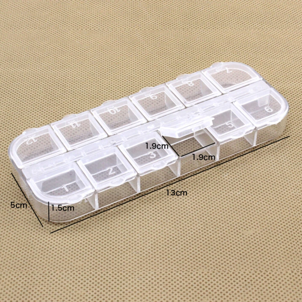 1PC 12 Compartment Empty Plastic Storage Case Rhinestones Dired Flower Nail Art Products Earring Jewelry Container Organizer Box
