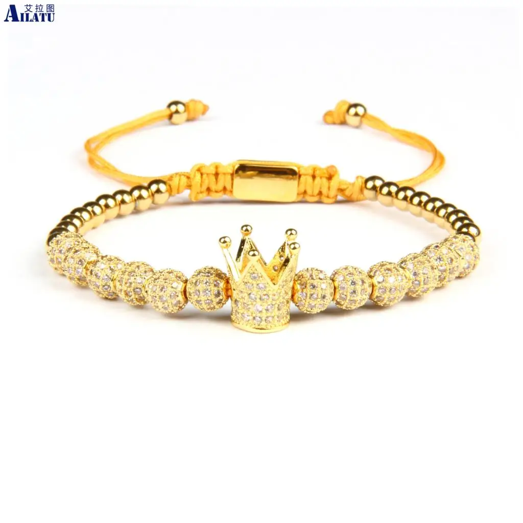 Ailatu Luxury Crown Braiding Bracelet Wholesale 6mm Cz Ball Beads Stainless Steel Jewelry Top Quality
Ailatu Luxury Crown Braiding Bracelet Wholesale 6mm Cz Ball Beads Stainless Steel Jewelry Top Quality