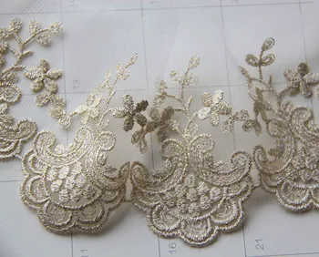 5Yards/lot Handmade DIY Wide 9CM Gold Thread Lace Embroidery Flower Curtains Lace Trim Garment Accessories
5Yards/lot Handmade DIY Wide 9CM Gold Thread Lace Embroidery Flower Curtains Lace Trim Garment Accessories