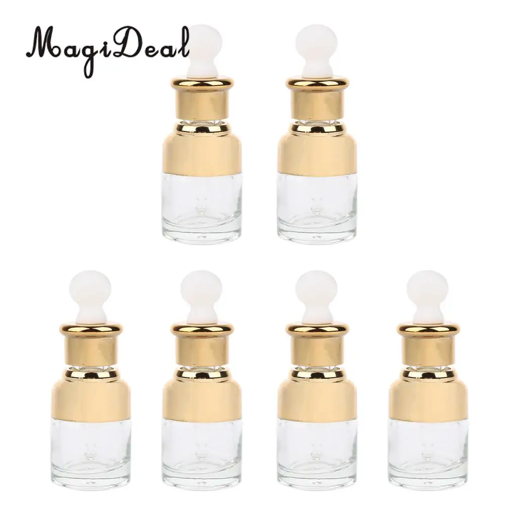 6 Pieces Refillable Empty Glass Pipette Eye Dropper Bottles Essential Oil Makeup Cosmetic Vials - 20ML 30ML 50ML