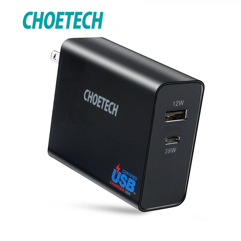 CHOETECH 51W Dual Port USB Type-C Wall Charger With Power Delivery USB Travel Charger Foldable Plug For iphone x for Samsung S8+
CHOETECH 51W Dual Port USB Type-C Wall Charger With Power Delivery USB Travel Charger Foldable Plug For iphone x for Samsung S8+