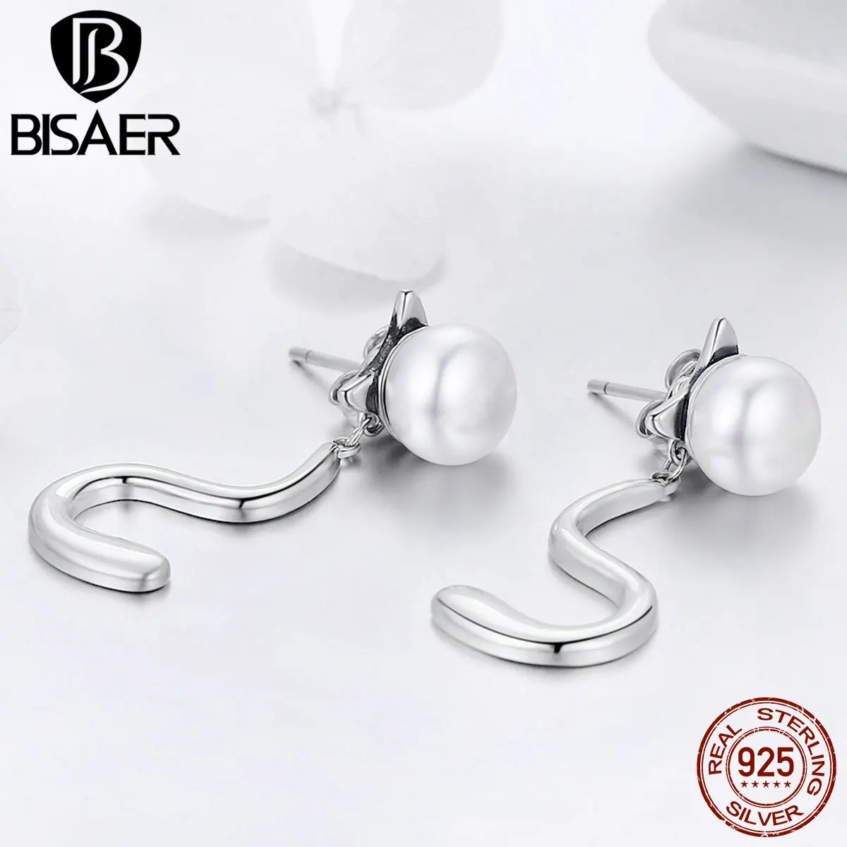 BISAER Authentic 925 Sterling Silver Natural Freshwater Pearls and Cat Ear Long Tail Earrings Jackets for Ladies Jewelry HSE363
BISAER Authentic 925 Sterling Silver Natural Freshwater Pearls and Cat Ear Long Tail Earrings Jackets for Ladies Jewelry HSE363