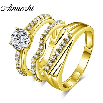 AINUOSHI 14K Yellow Gold TRIO Couple Rings Set Unique Top-Flat Male Band 1.25 ct Round CZ Wedding Engagement Bridal Ring Jewelry
AINUOSHI 14K Yellow Gold TRIO Couple Rings Set Unique Top-Flat Male Band 1.25 ct Round CZ Wedding Engagement Bridal Ring Jewelry