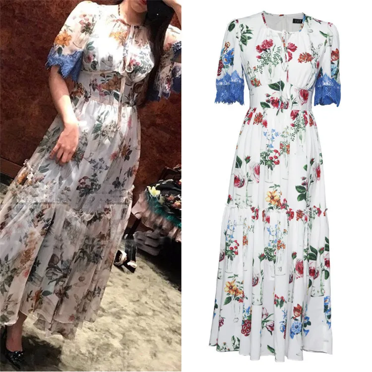 New Spring Dresses Women Spring Temperament Printed Lace Sleeve Dresses 13 Lines Medium-length Dresses Women O-Neck Print
New Spring Dresses Women Spring Temperament Printed Lace Sleeve Dresses 13 Lines Medium-length Dresses Women O-Neck Print