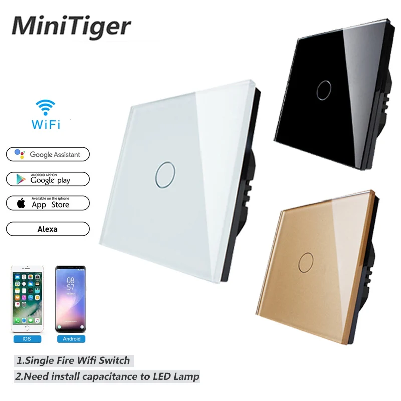 Touch Switch Smart Home Light Switch Wall interruptor 1 Gang 1 Way wifi light switch EU Standard Work with Alexa Google Home
Touch Switch Smart Home Light Switch Wall interruptor 1 Gang 1 Way wifi light switch EU Standard Work with Alexa Google Home