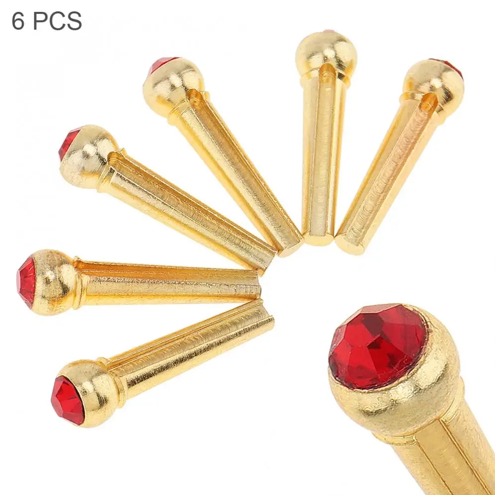 6pcs Brass Bridge Pins with Red Crystal Head Strings Nail Pegs Set for Folk Acoustic Guitar
6pcs Brass Bridge Pins with Red Crystal Head Strings Nail Pegs Set for Folk Acoustic Guitar