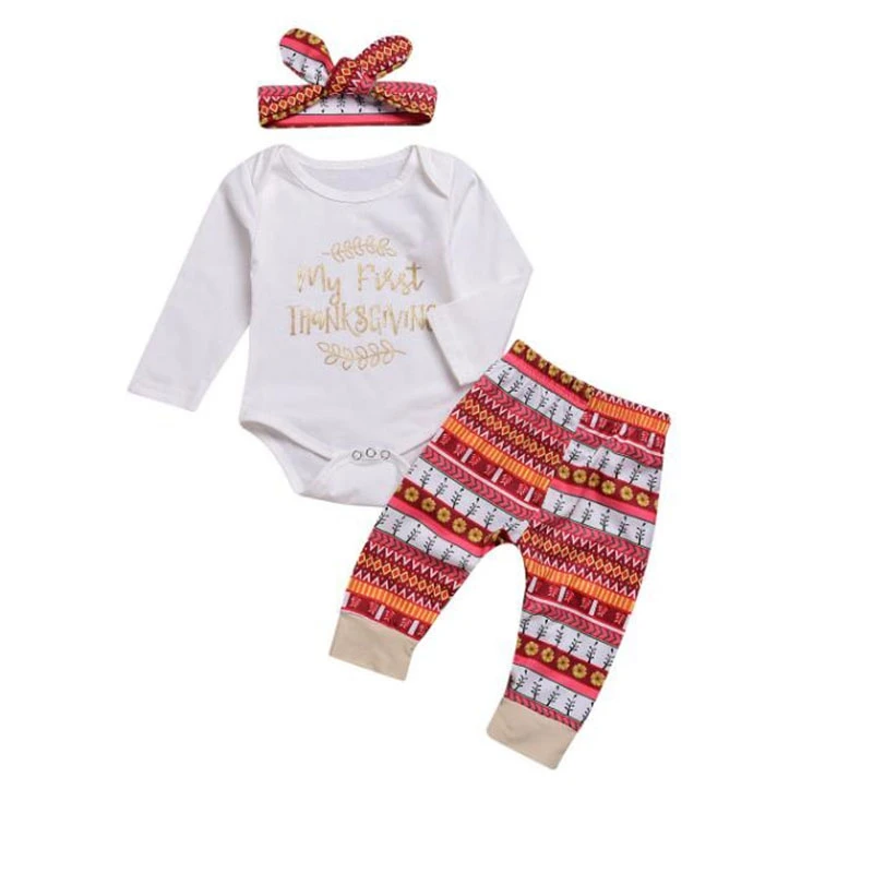 Newborn Fashion Spring Baby Clothes My First Thanksgiving Day Long Sleeve Cute 3Pcs Headband+Tops+Pants Bebes Infant Kid Outfits
Newborn Fashion Spring Baby Clothes My First Thanksgiving Day Long Sleeve Cute 3Pcs Headband+Tops+Pants Bebes Infant Kid Outfits