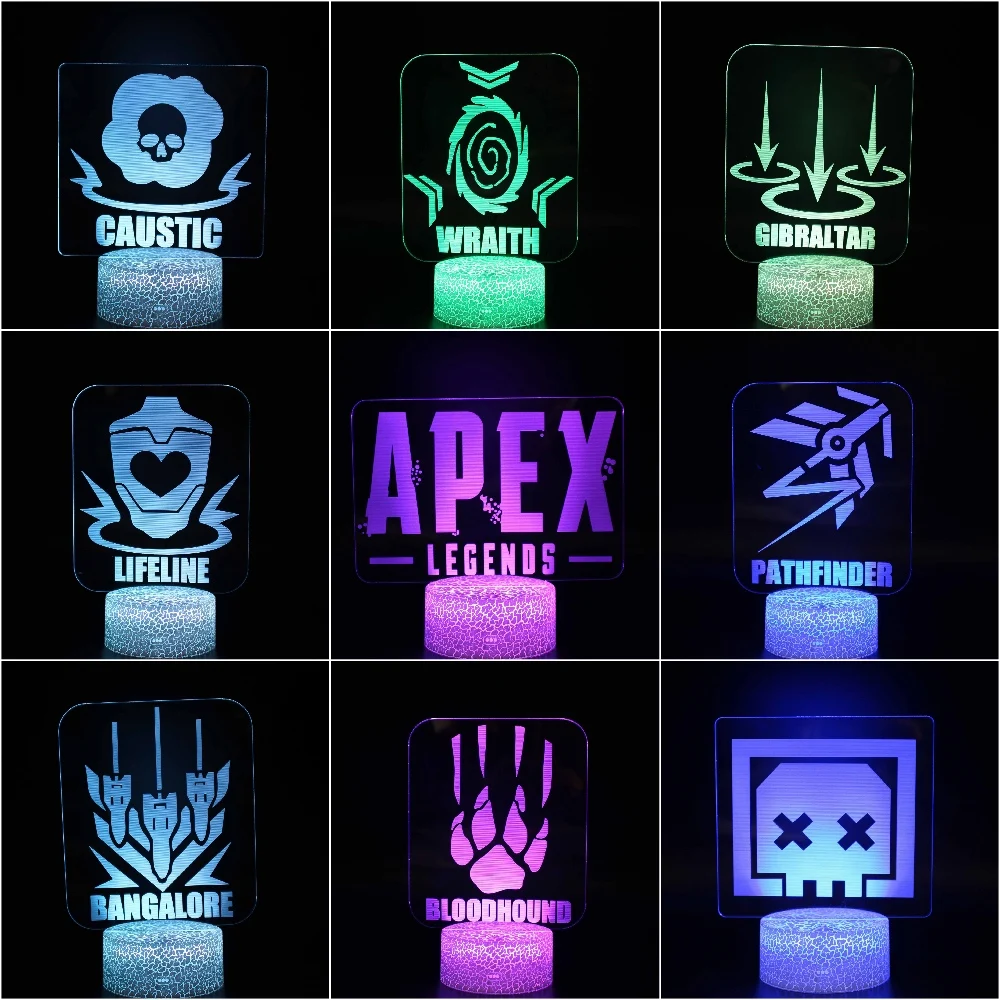 Child LED Night Lamp APEX Legends Hero Logo Nightlight for Kids Bedroom Wraith Pathfinder Caustic Bloodhound Led Night Light
Child LED Night Lamp APEX Legends Hero Logo Nightlight for Kids Bedroom Wraith Pathfinder Caustic Bloodhound Led Night Light