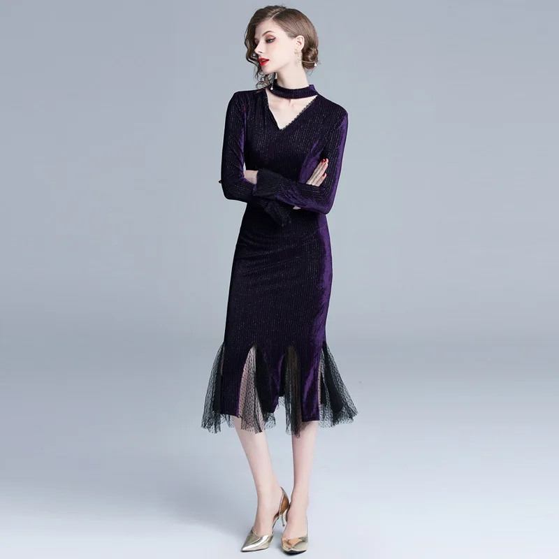 ARiby 2019 Autumn New Fashion Women's Dress Temperament Bright Screen Yarn Splicing Solid Lace Mid-Calf Fishtail Dress Vestido
ARiby 2019 Autumn New Fashion Women's Dress Temperament Bright Screen Yarn Splicing Solid Lace Mid-Calf Fishtail Dress Vestido