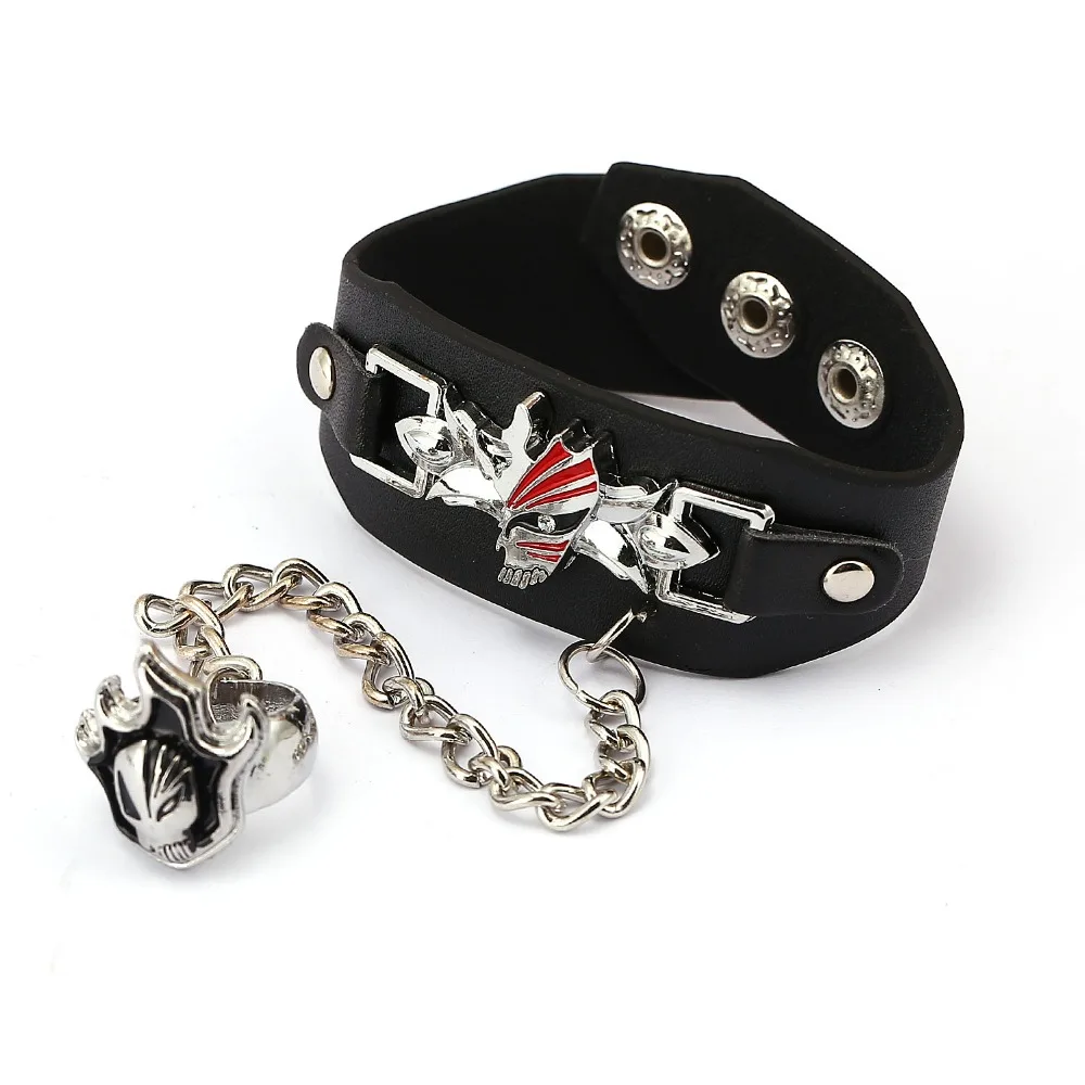 One set Bleach Kurosaki ichigo half mask Punk Rock Leather Belt Buckle Bracelets For Women Men Bracelets &Bangles HF11947
One set Bleach Kurosaki ichigo half mask Punk Rock Leather Belt Buckle Bracelets For Women Men Bracelets &Bangles HF11947